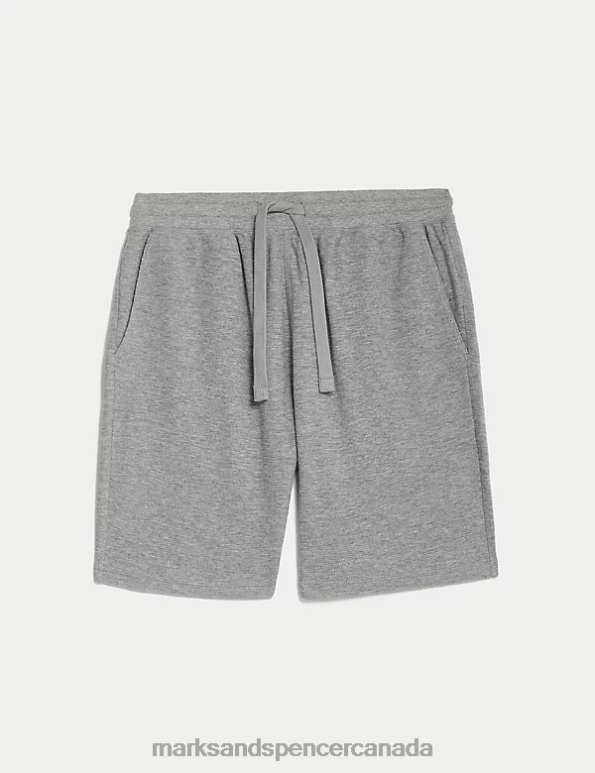 Marks and Spencer sale - Men Grey Marl Clothing Marks & Spencer Pure Cotton Loungewear Shorts 20VTD7284