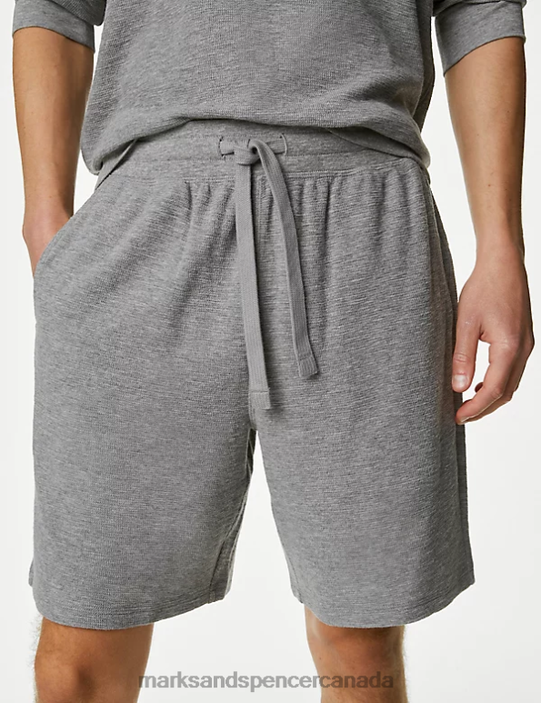 Marks and Spencer sale - Men Grey Marl Clothing Marks & Spencer Pure Cotton Loungewear Shorts 20VTD7284