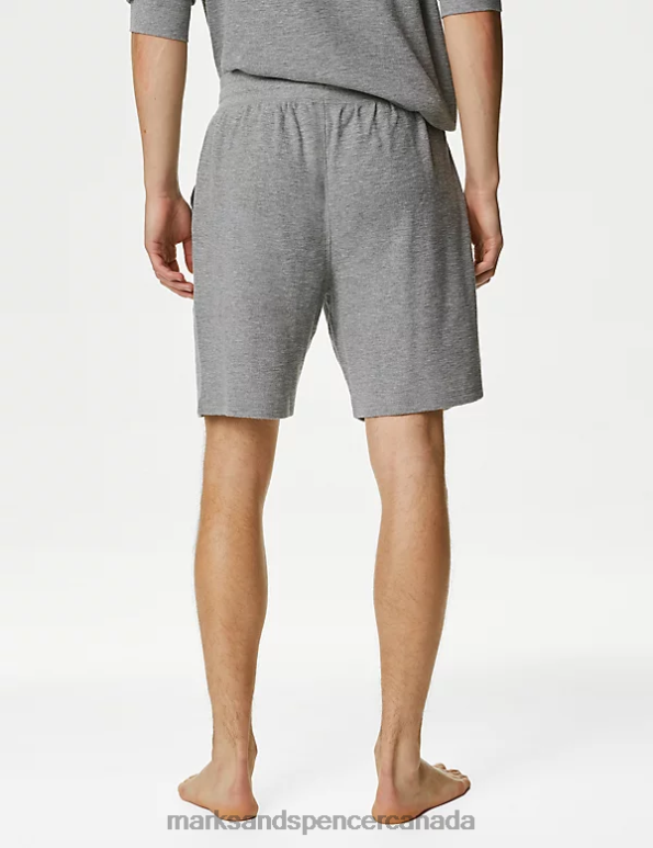 Marks and Spencer sale - Men Grey Marl Clothing Marks & Spencer Pure Cotton Loungewear Shorts 20VTD7284
