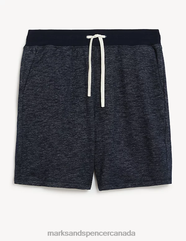 Marks and Spencer sale - Men Indigo Mix Clothing Marks & Spencer Cotton Blend Space Dye Loungewear Shorts 20VTD5925