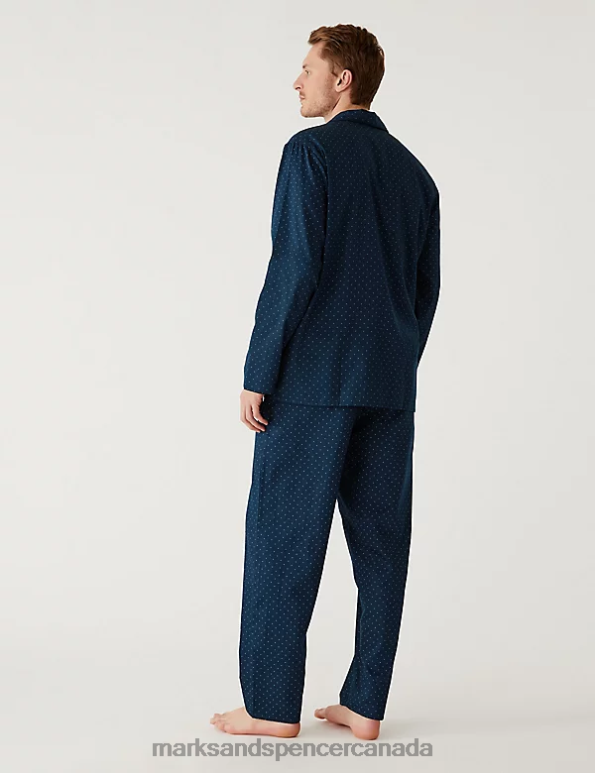 Marks and Spencer near me - Men Navy Clothing Marks & Spencer Pure Cotton Polka Dot Pyjama Set 20VTD7134