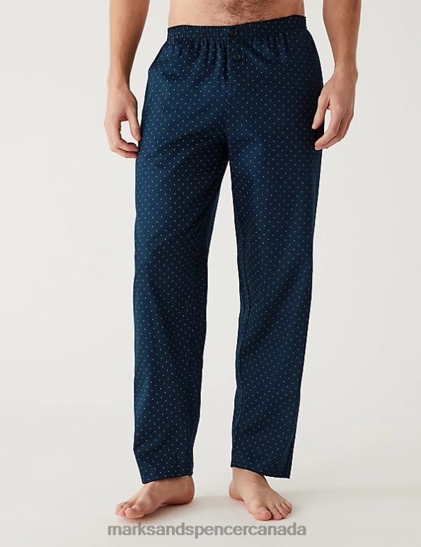 Marks and Spencer near me - Men Navy Clothing Marks & Spencer Pure Cotton Polka Dot Pyjama Set 20VTD7134