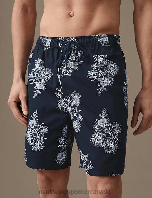 Men Navy Mix Clothing Marks & Spencer Autograph Floral Pyjama Shorts 20VTD6460 - Marks and Spencer outlet