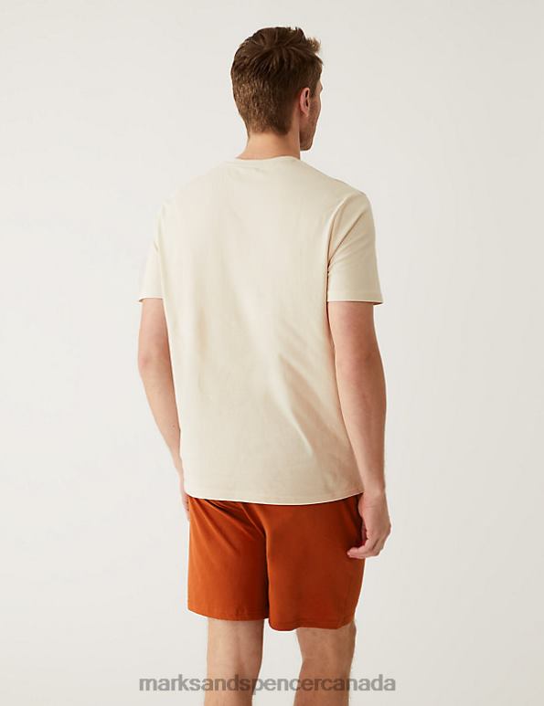 Marks and Spencer near me - Men Red Mix Clothing Marks & Spencer Pure Cotton Sunset Graphic Pyjama Set 20VTD6848