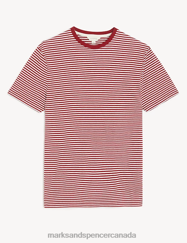 Marks and Spencer near me - Men Russet Clothing Marks & Spencer Pure Cotton Striped Loungewear Top 20VTD6275