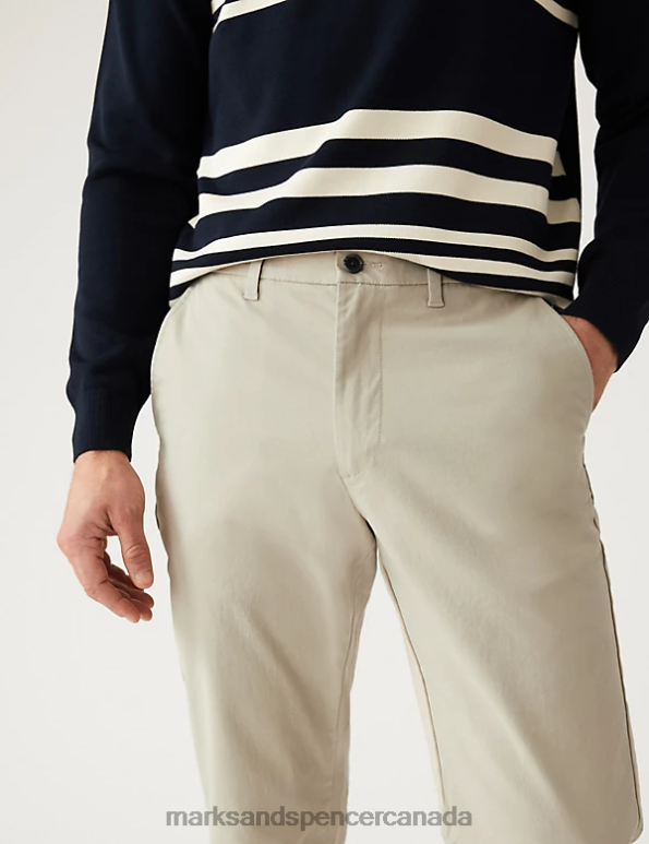 Marks and Spencer Canada - Men Beige Clothing Marks & Spencer Regular Fit Stretch Chinos 20VTD238