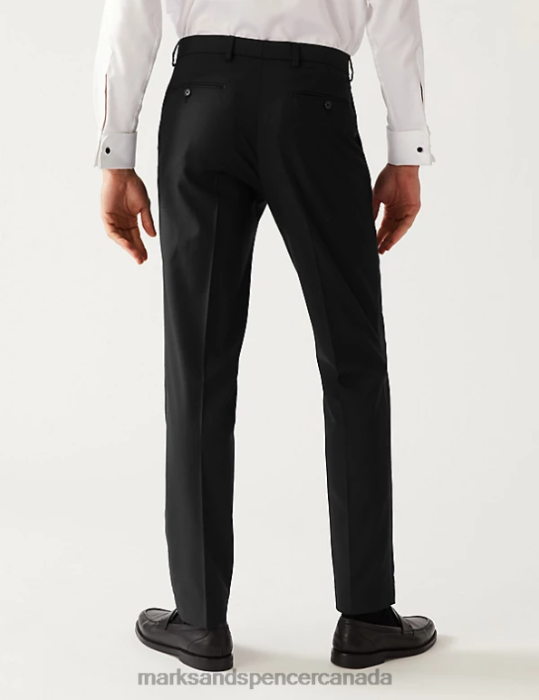 Men Black Clothing Marks & Spencer Slim Fit Flat Front Stretch Tuxedo Trousers 20VTD4776 - Marks and Spencer Canada locations