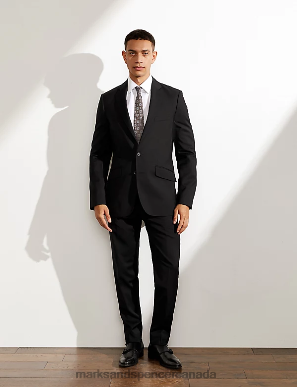 Marks and Spencer sale - Men Black Clothing Marks & Spencer Slim Fit Pure Wool Twill Trousers 20VTD6517