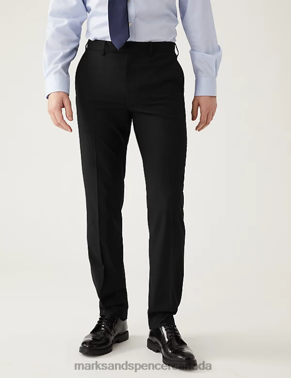 Men Black Clothing Marks & Spencer Slim Fit Stretch Suit Trousers 20VTD5453 - Marks and Spencer outlet