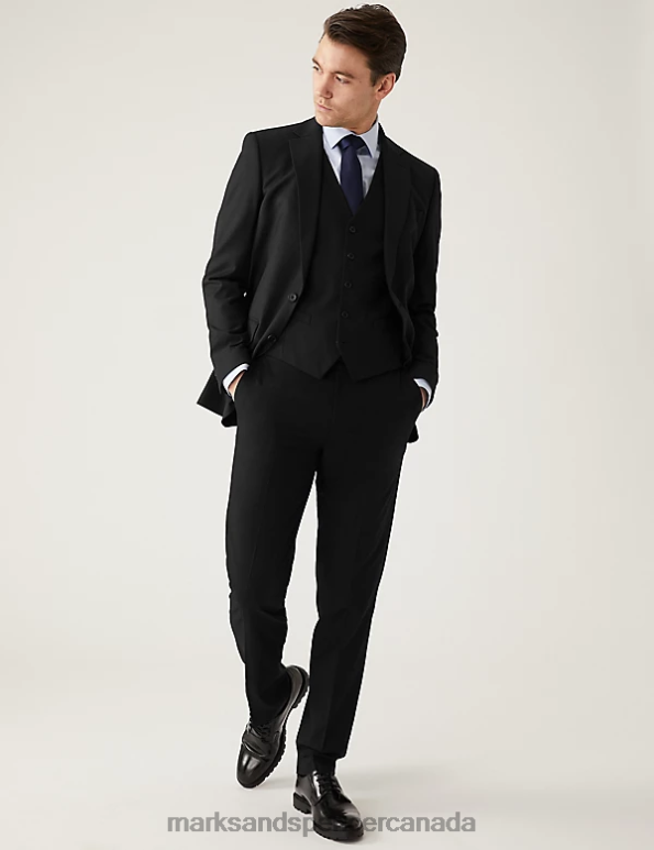 Men Black Clothing Marks & Spencer Slim Fit Stretch Suit Trousers 20VTD5453 - Marks and Spencer outlet