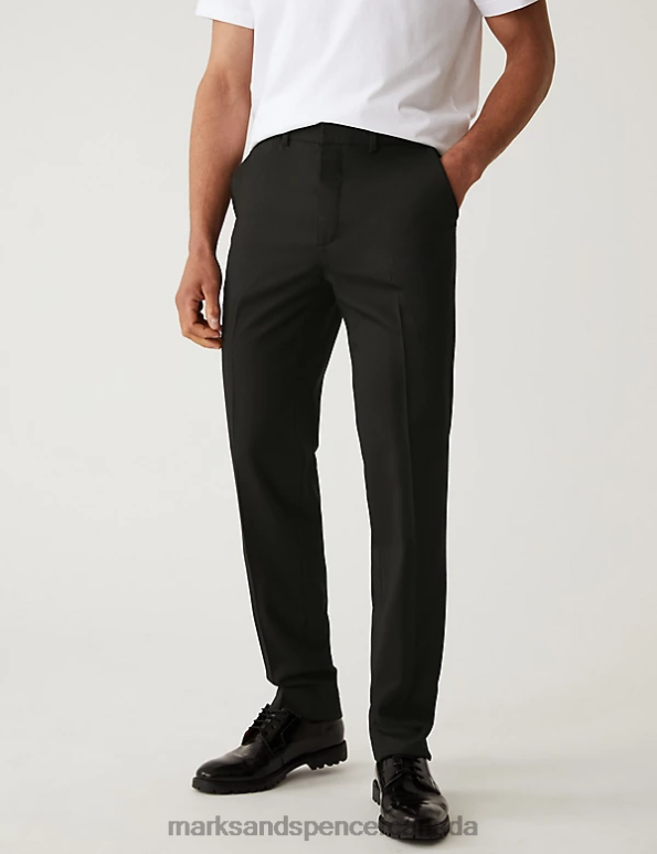 Men Black Clothing Marks & Spencer Slim Fit Wool Blend Trousers 20VTD6799 - Marks and Spencer Canada locations