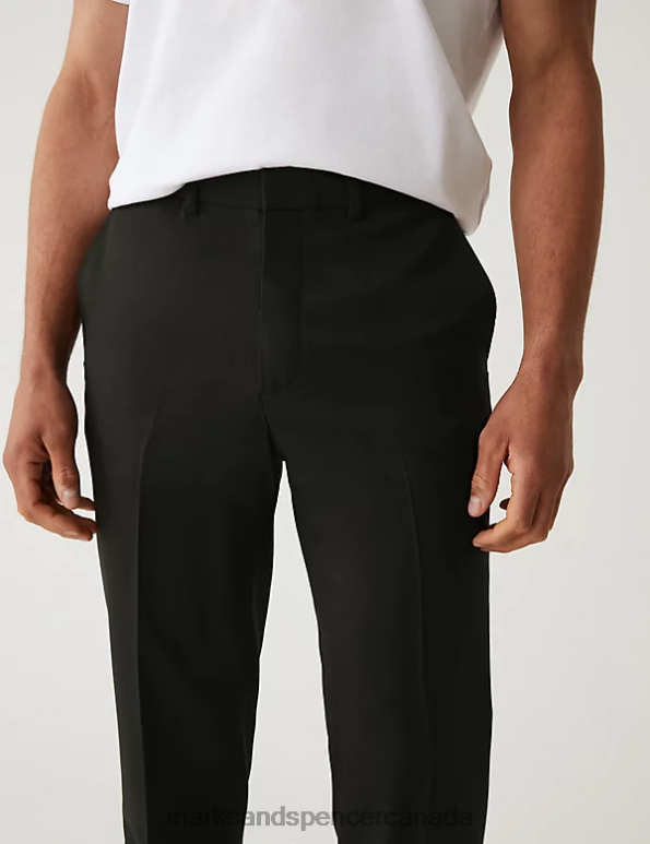 Men Black Clothing Marks & Spencer Slim Fit Wool Blend Trousers 20VTD6799 - Marks and Spencer Canada locations