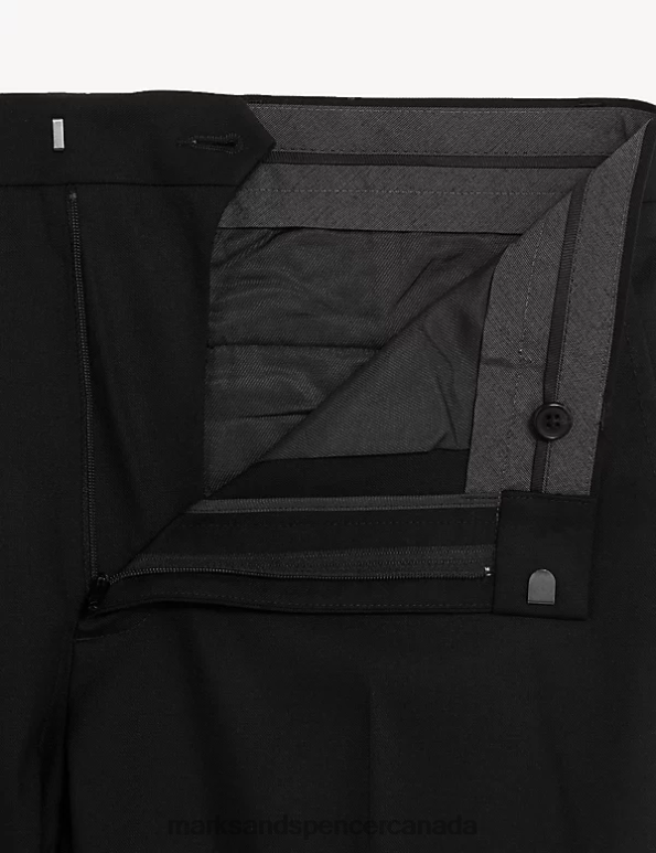 Men Black Clothing Marks & Spencer Slim Fit Wool Blend Trousers 20VTD6799 - Marks and Spencer Canada locations