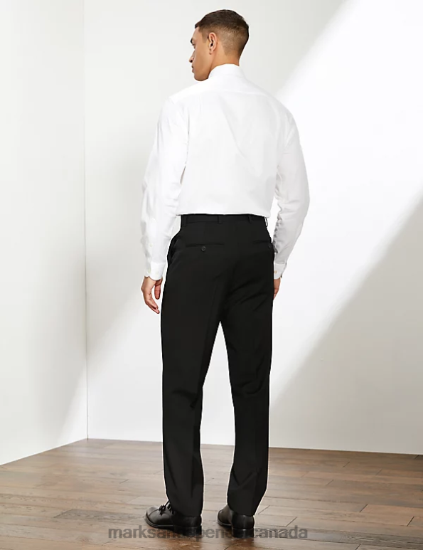 Men Black Clothing Marks & Spencer Tailored Fit Pure Wool Twill Trousers 20VTD6957 - Marks and Spencer online