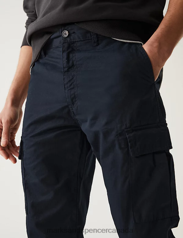 Men Black Clothing Marks & Spencer Tapered Fit Lightweight Cargo Trousers 20VTD5174 - Marks and Spencer outlet