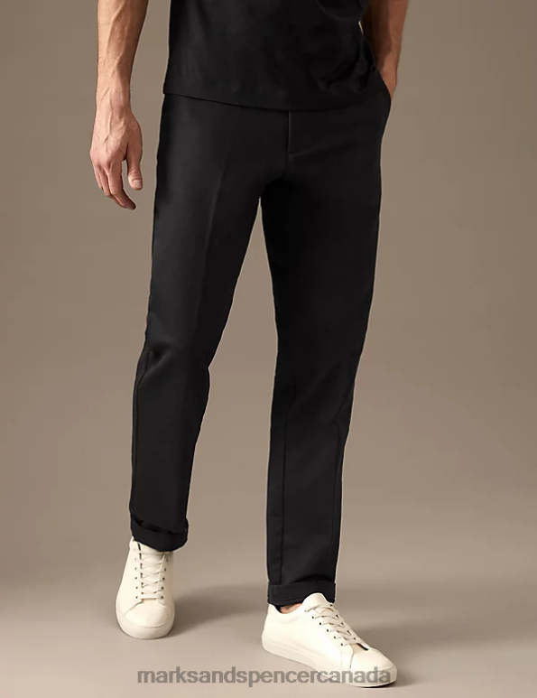 Marks and Spencer near me - Men Black Mix Clothing Marks & Spencer Regular Fit Italian Stretch Chinos 20VTD6405
