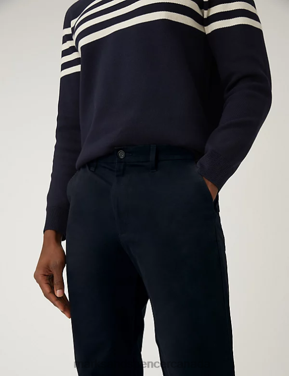 Men Blue/Black Clothing Marks & Spencer 2pk Regular Fit Stretch Chinos 20VTD5486 - Marks and Spencer Canada locations