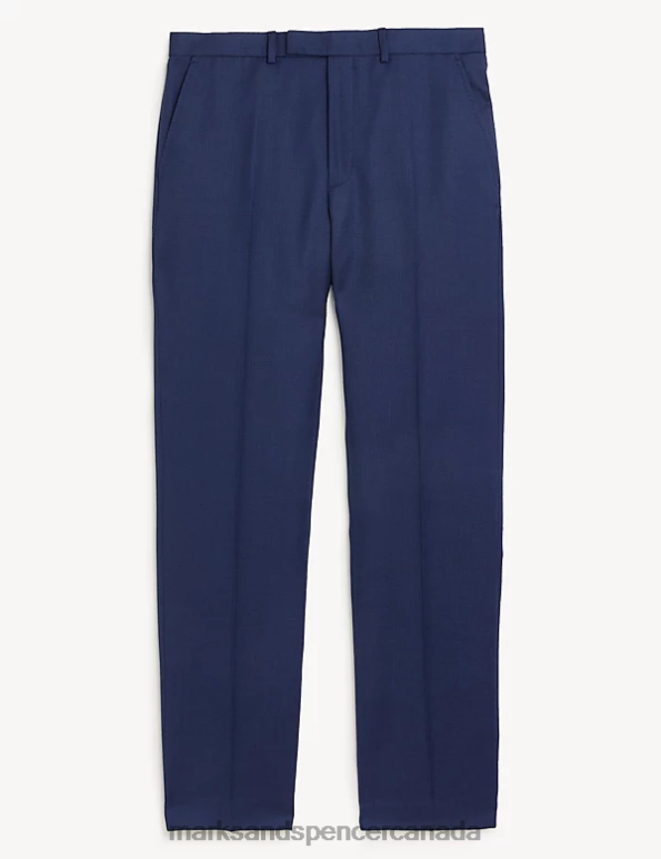Men Blue Clothing Marks & Spencer Regular Fit Pure Wool Suit Trousers 20VTD6025 - Marks and Spencer online