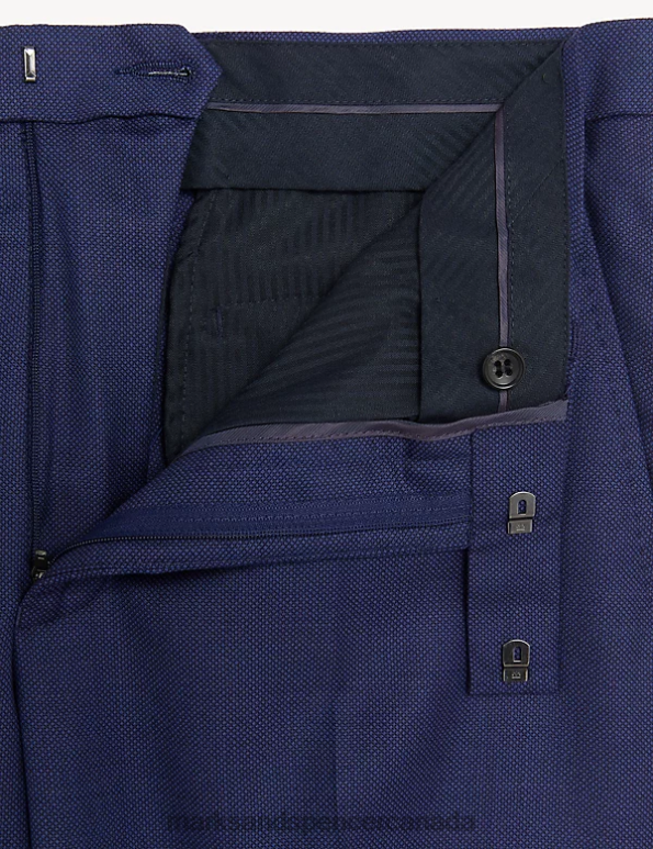 Men Blue Clothing Marks & Spencer Regular Fit Pure Wool Suit Trousers 20VTD6025 - Marks and Spencer online