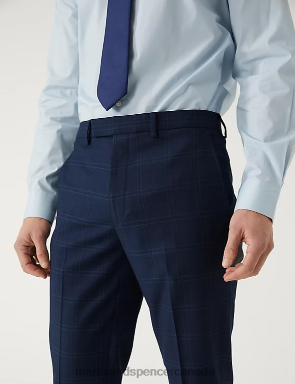 Men Blue Clothing Marks & Spencer Slim Fit Check Suit Trousers 20VTD5033 - Marks and Spencer online