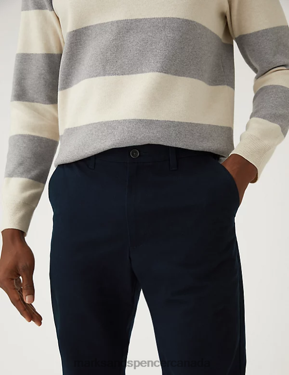 Men Blue/Grey Clothing Marks & Spencer 2pk Regular Fit Stretch Chinos 20VTD5485 - Marks and Spencer online