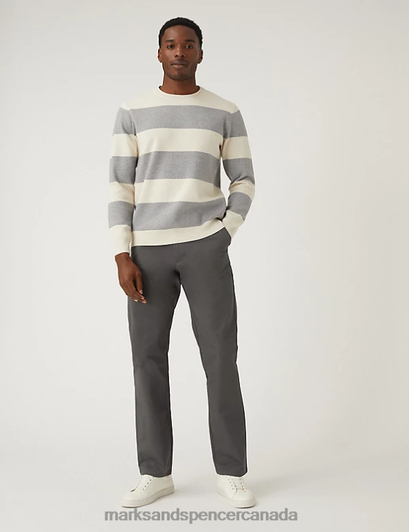 Men Blue/Grey Clothing Marks & Spencer 2pk Regular Fit Stretch Chinos 20VTD5485 - Marks and Spencer online
