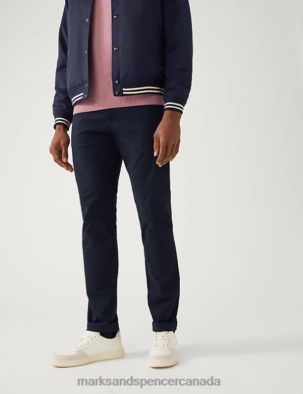 Marks and Spencer near me - Men Blue/Grey Clothing Marks & Spencer 2pk Slim Fit Stretch Chinos 20VTD6142