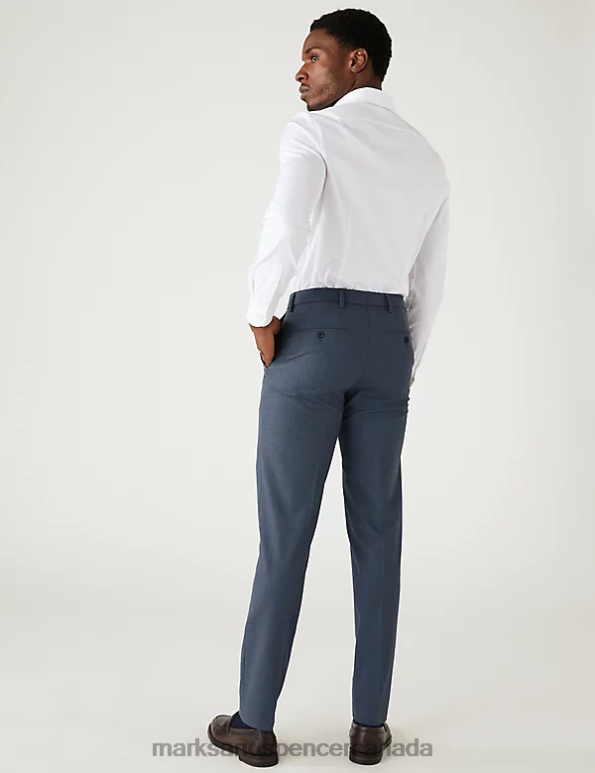 Marks and Spencer sale - Men Blue Mix Clothing Marks & Spencer Puppytooth Stretch Trousers 20VTD6455