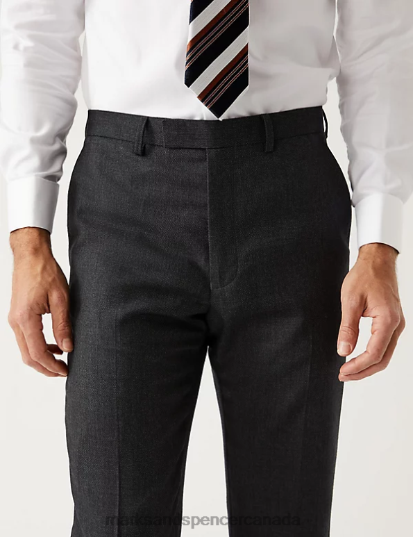 Men Charcoal Clothing Marks & Spencer Regular Fit Pure Wool Suit Trousers 20VTD6410 - Marks and Spencer outlet