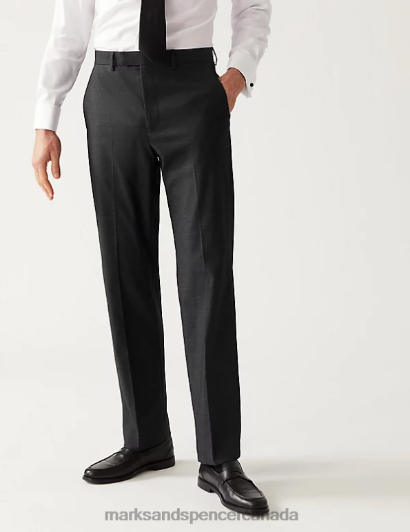 Marks and Spencer near me - Men Charcoal Clothing Marks & Spencer Regular Fit Stretch Suit Trousers 20VTD6246