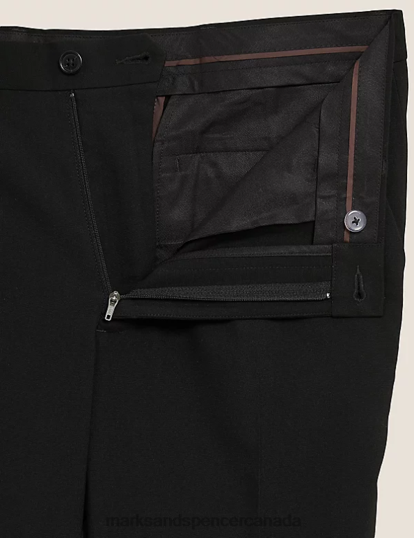 Marks and Spencer sale - Men Charcoal Clothing Marks & Spencer Slim Fit Flat Front Stretch Trousers 20VTD5920