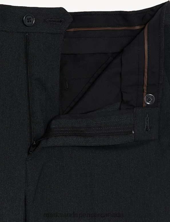 Marks and Spencer sale - Men Charcoal Clothing Marks & Spencer Slim Fit Flat Front Stretch Trousers 20VTD5920