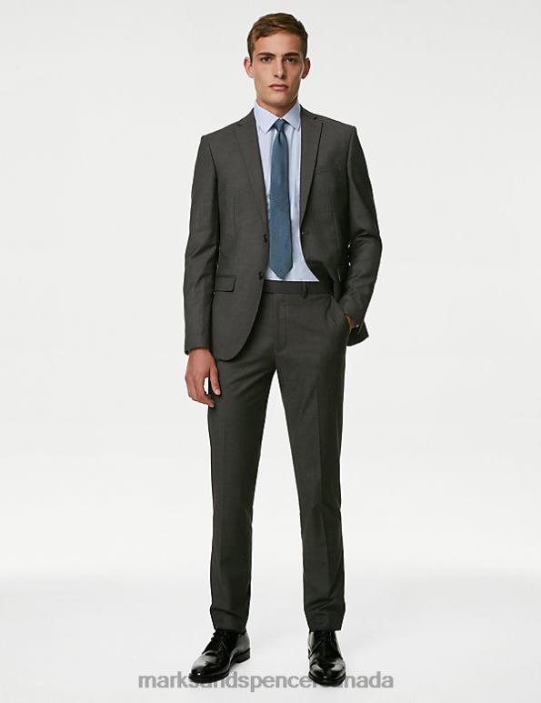 Men Charcoal Clothing Marks & Spencer Slim Fit Stretch Suit Trousers 20VTD5452 - Marks and Spencer Canada locations