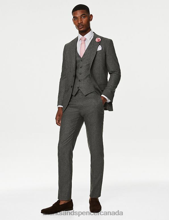 Men Charcoal Clothing Marks & Spencer Tailored Fit Italian Wool Rich Suit Trousers 20VTD6536 - Marks and Spencer online