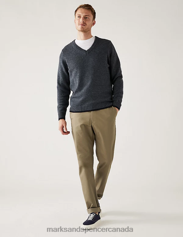 Marks and Spencer near me - Men Charcoal Mix Clothing Marks & Spencer 2pk Regular Fit Stretch Chinos 20VTD5483