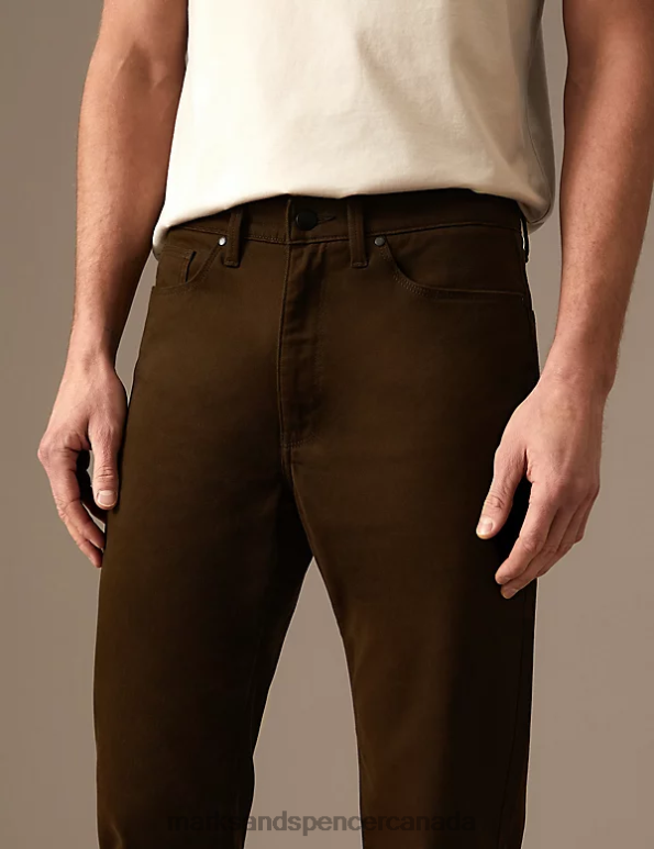 Men Chocolate Clothing Marks & Spencer Straight Fit Italian 5 Pocket Trousers 20VTD6211 - Marks and Spencer online