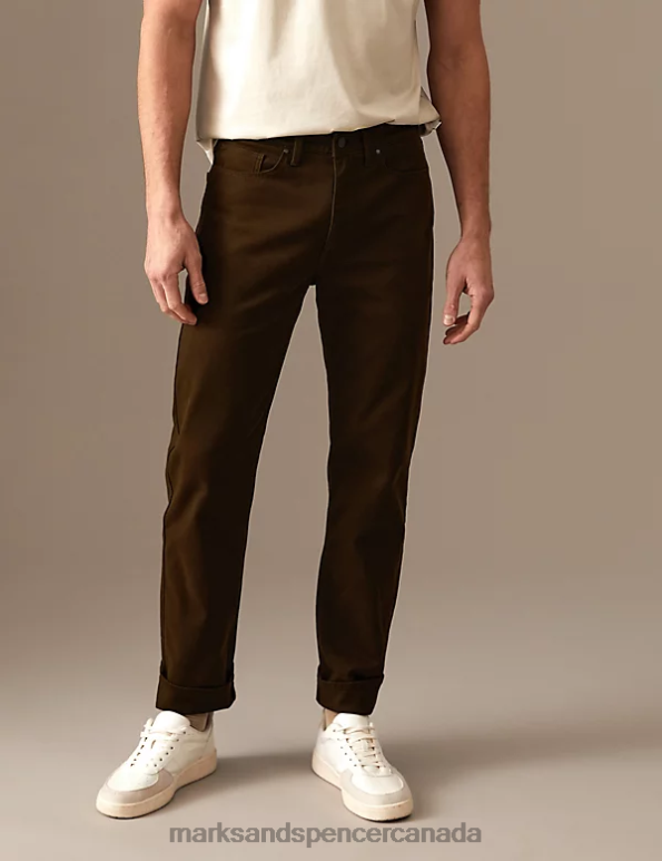 Men Chocolate Clothing Marks & Spencer Straight Fit Italian 5 Pocket Trousers 20VTD6211 - Marks and Spencer online