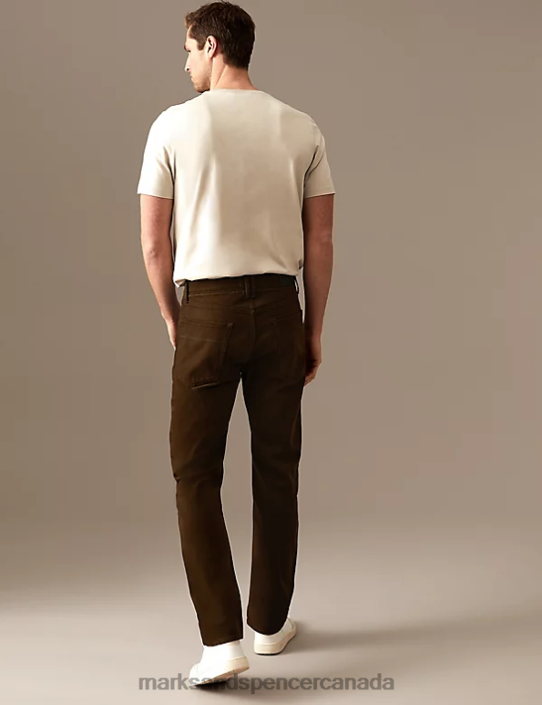 Men Chocolate Clothing Marks & Spencer Straight Fit Italian 5 Pocket Trousers 20VTD6211 - Marks and Spencer online