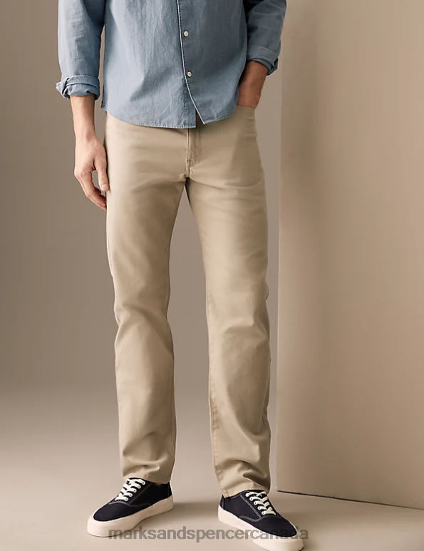 Men Clay Clothing Marks & Spencer Straight Fit Italian 5 Pocket Trousers 20VTD6212 - Marks and Spencer Canada locations
