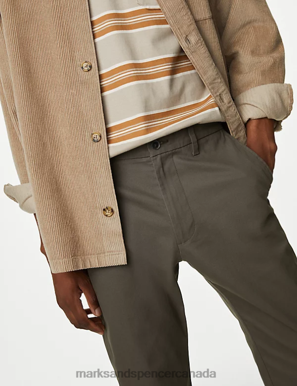 Marks and Spencer near me - Men Dark Brown Mix Clothing Marks & Spencer Regular Fit Stretch Chinos 20VTD240