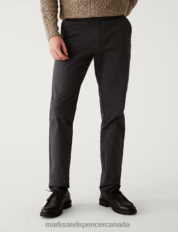 Men Dark Charcoal Clothing Marks & Spencer Regular Fit Stretch Chinos 20VTD228 - Marks and Spencer outlet