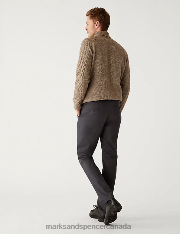Men Dark Charcoal Clothing Marks & Spencer Regular Fit Stretch Chinos 20VTD228 - Marks and Spencer outlet
