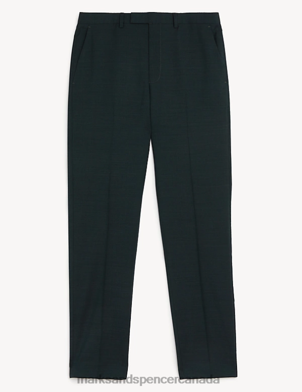 Marks and Spencer near me - Men Dark Green Clothing Marks & Spencer Tailored Fit Pure Wool Textured Trousers 20VTD4992