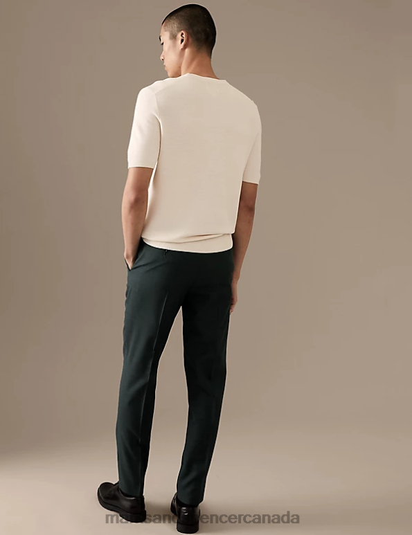 Marks and Spencer near me - Men Dark Green Clothing Marks & Spencer Tailored Fit Pure Wool Textured Trousers 20VTD4992