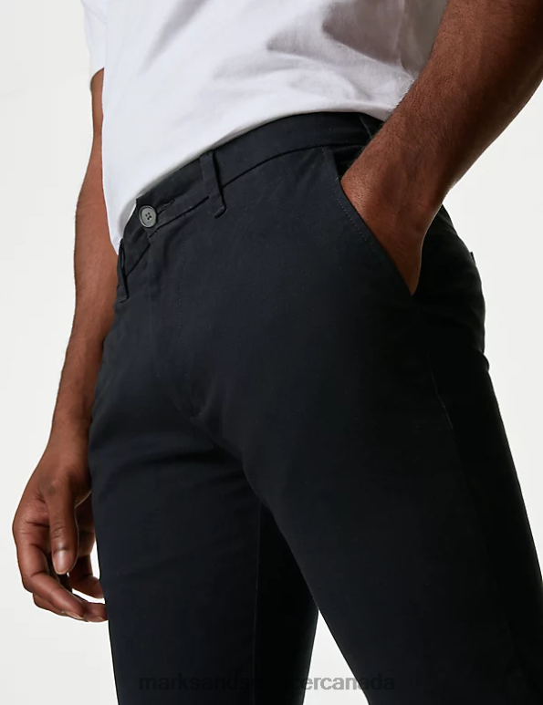 Men Dark Navy Clothing Marks & Spencer Skinny Fit Stretch Chinos 20VTD4952 - Marks and Spencer online