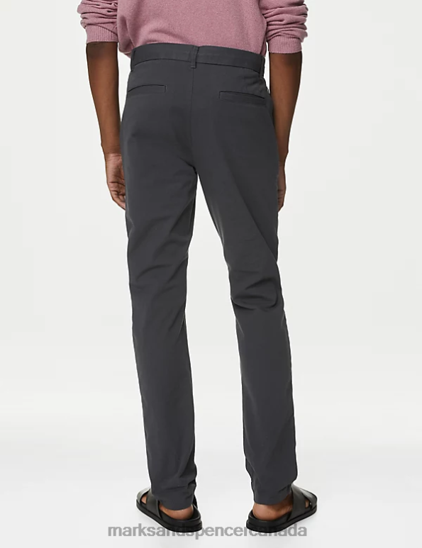 Men Dark Pewter Clothing Marks & Spencer Slim Fit Ultimate Chinos 20VTD5305 - Marks and Spencer outlet