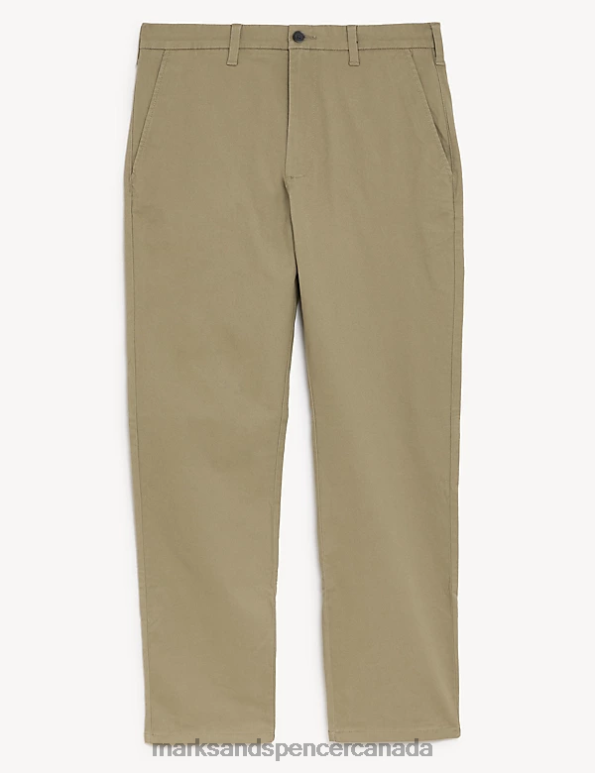 Men Dark Stone Clothing Marks & Spencer Loose Fit Stretch Chinos 20VTD6565 - Marks and Spencer outlet