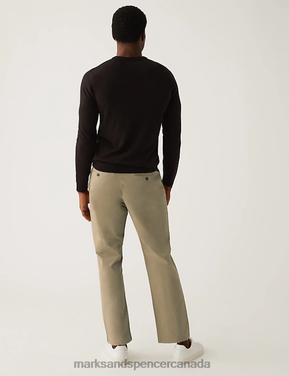 Men Dark Stone Clothing Marks & Spencer Loose Fit Stretch Chinos 20VTD6565 - Marks and Spencer outlet