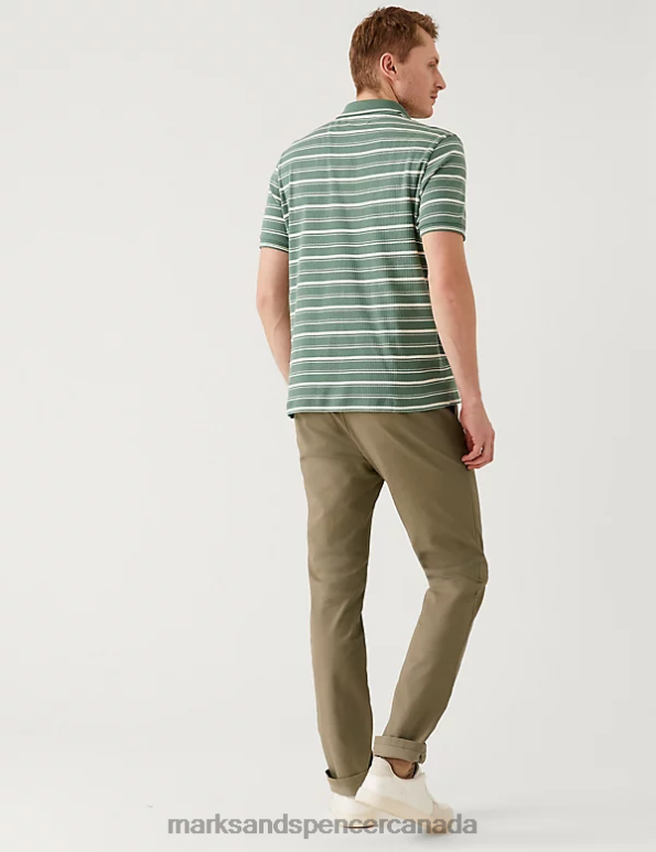 Men Dark Stone Clothing Marks & Spencer Slim Fit Belted Stretch Chinos 20VTD5413 - Marks and Spencer online