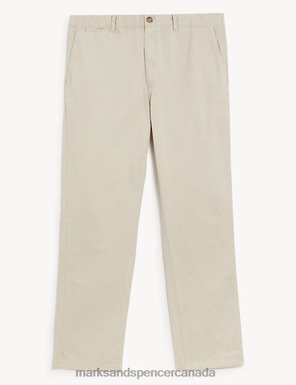 Marks and Spencer near me - Men Ecru Clothing Marks & Spencer Slim Fit Half Elasticated Waist Trousers 20VTD5825